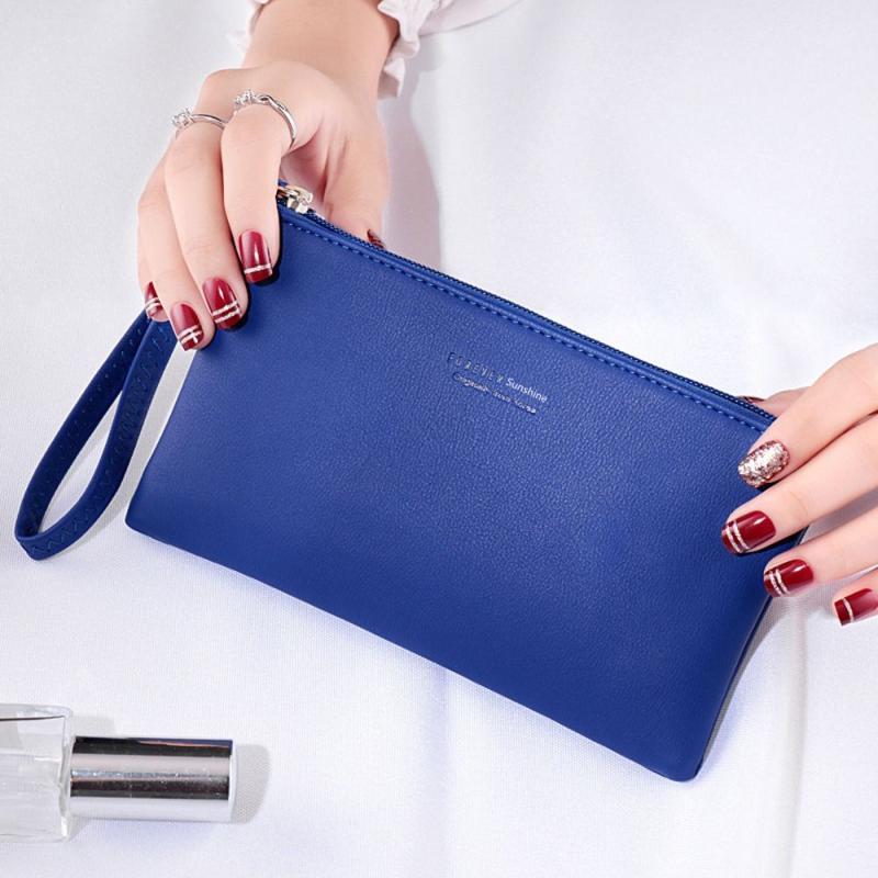 Minimalist Long Wallet Clutch Coin Purse with Zipper