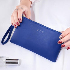 Minimalist Long Wallet Clutch Coin Purse with Zipper