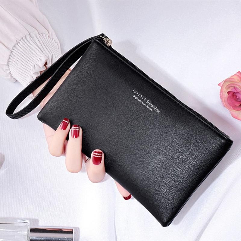 Minimalist Long Wallet Clutch Coin Purse with Zipper