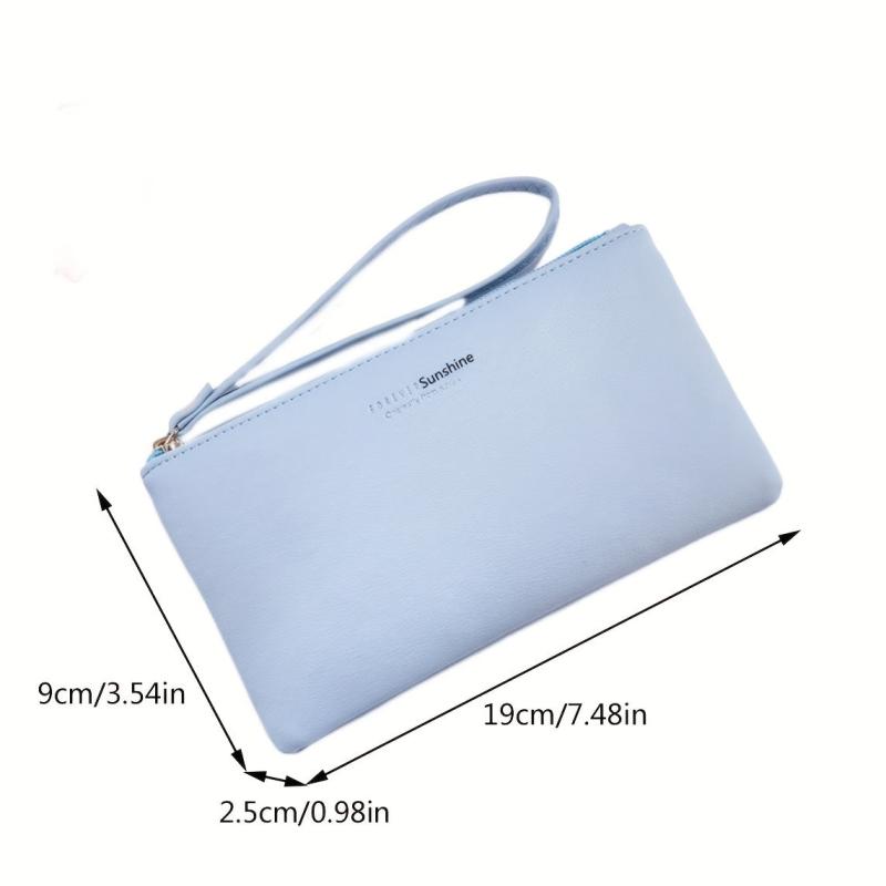Minimalist Long Wallet Clutch Coin Purse with Zipper