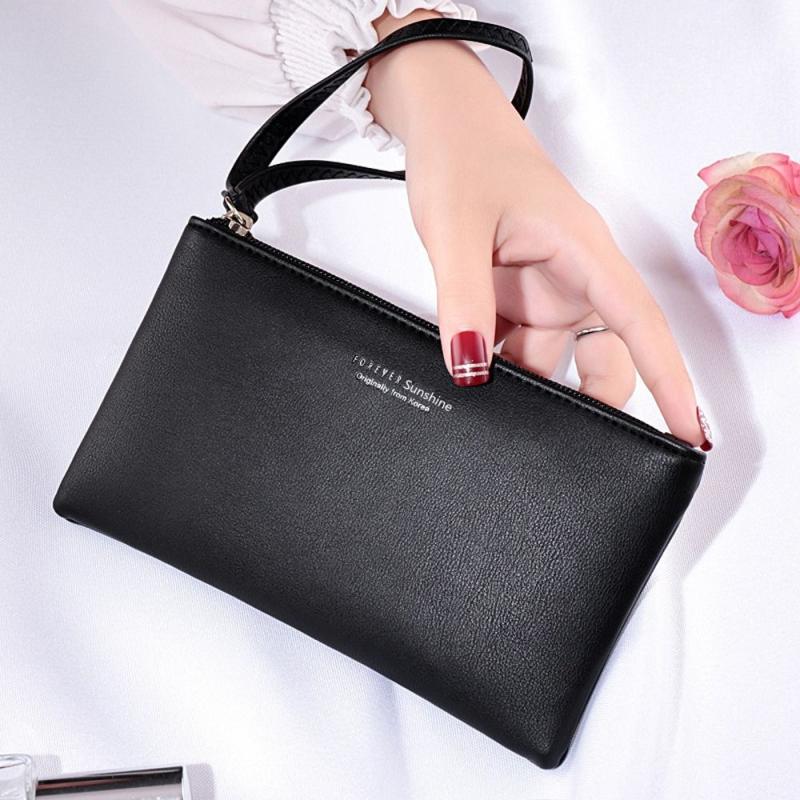 Minimalist Long Wallet Clutch Coin Purse with Zipper