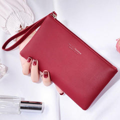 Minimalist Long Wallet Clutch Coin Purse with Zipper
