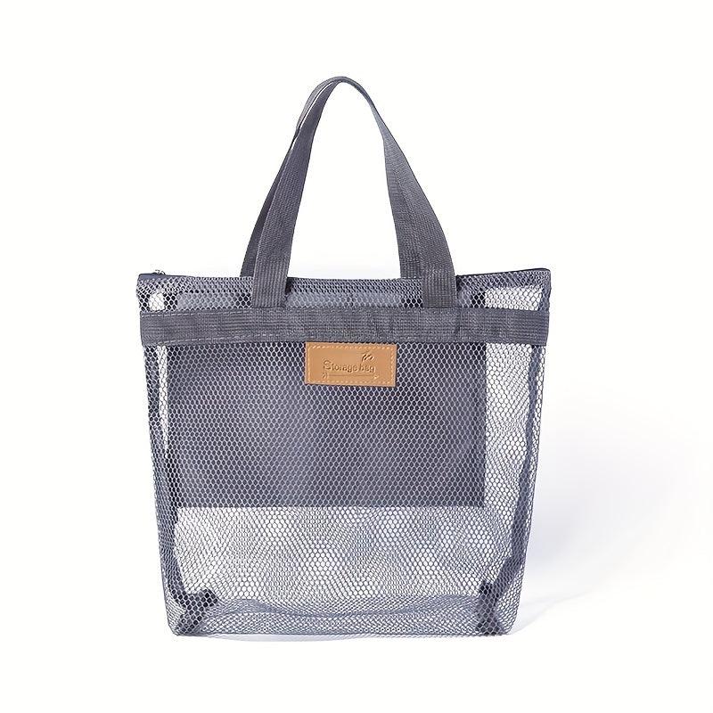 Mesh Zipper Beach Tote Bag Toiletry Bag Storage Swimsuit Bag