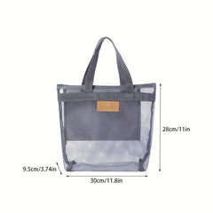 Mesh Zipper Beach Tote Bag Toiletry Bag Storage Swimsuit Bag