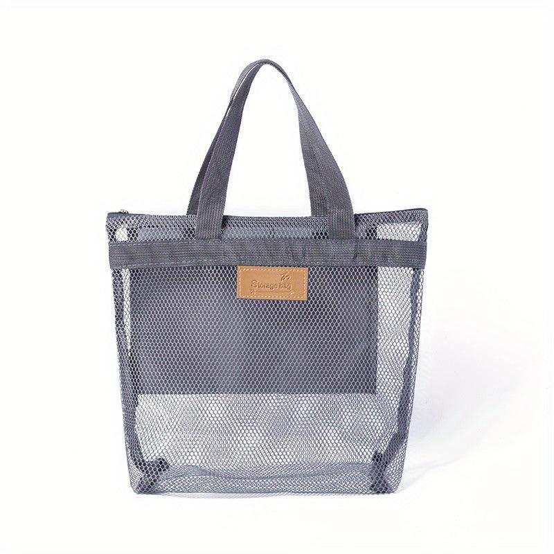 Mesh Zipper Beach Tote Bag Toiletry Bag Storage Swimsuit Bag
