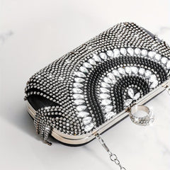 Elegant Glitter Rhinestone Clutch Metal Chain Evening Bag