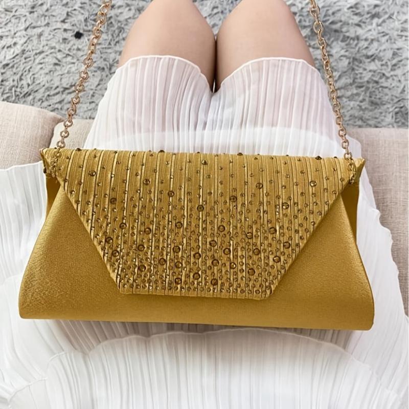 Satin Rhinestone Wedding Clutch Purse Evening Bag