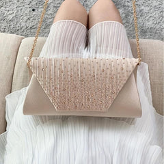 Satin Rhinestone Wedding Clutch Purse Evening Bag