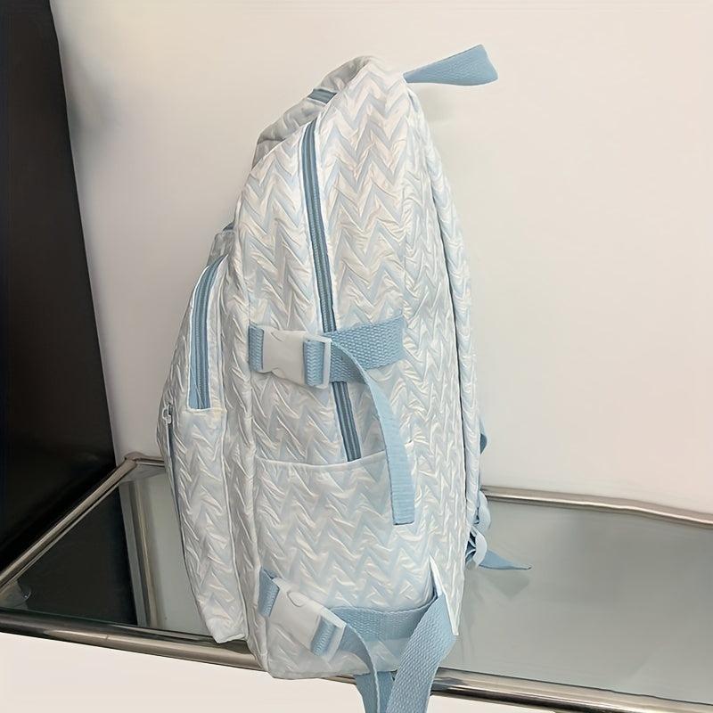 Women Casual Backpack with Rabbit Pendant Pleated Girls Bag