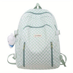 Women Casual Backpack with Rabbit Pendant Pleated Girls Bag