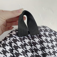 Houndstooth Backpack Plaid Pattern High School Student Schoolbag