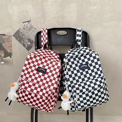 Houndstooth Backpack Plaid Pattern High School Student Schoolbag