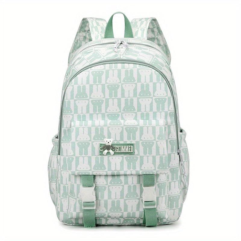 Sweet Rabbit Printed Backpack for Middle School Girls