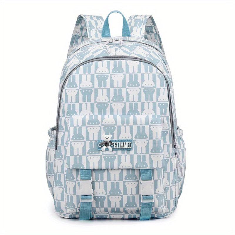 Sweet Rabbit Printed Backpack for Middle School Girls