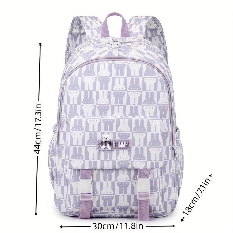 Sweet Rabbit Printed Backpack for Middle School Girls