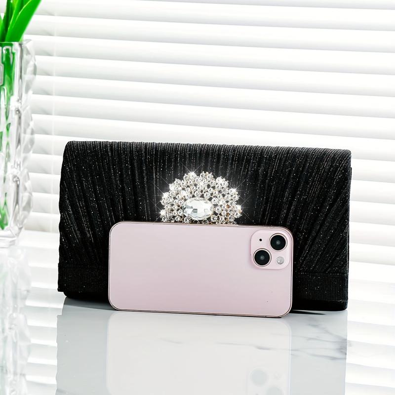 Glitter Rhinestone Evening Bag Dinner Clutch Purse Formal Banquet Handbag