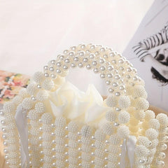Pearl Decor Dinner Straw Bag Women's Satchel