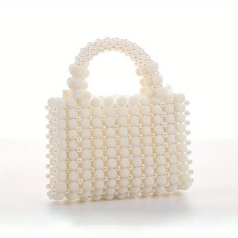 Pearl Decor Dinner Straw Bag Women's Satchel