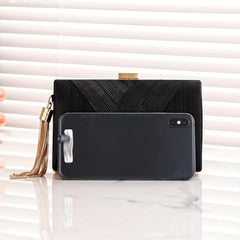 Striped Kiss Lock Chain Clutch Frame Purse Cocktail Evening Bag