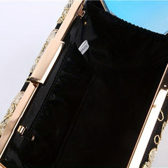 Floral Embroidered Evening Bag Classic Dinner Clutch Handbag for Party Wedding