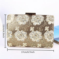 Floral Embroidered Evening Bag Classic Dinner Clutch Handbag for Party Wedding