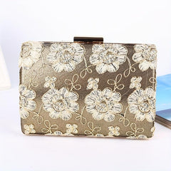 Floral Embroidered Evening Bag Classic Dinner Clutch Handbag for Party Wedding