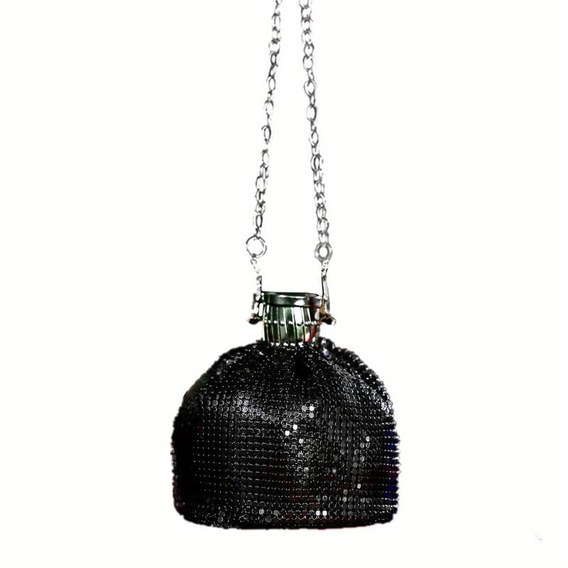 Glitter Evening Bag Mini Wine Bottle Shape, Versatile Clutch Purse
