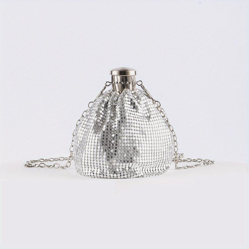 Glitter Evening Bag Mini Wine Bottle Shape, Versatile Clutch Purse