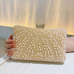 Pearl Decor Evening Clutch Banquet Handbag for Wedding Party Prom