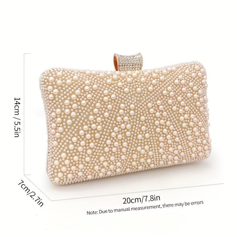 Pearl Decor Evening Clutch Banquet Handbag for Wedding Party Prom