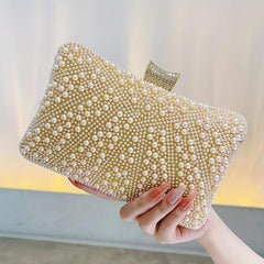 Pearl Decor Evening Clutch Banquet Handbag for Wedding Party Prom