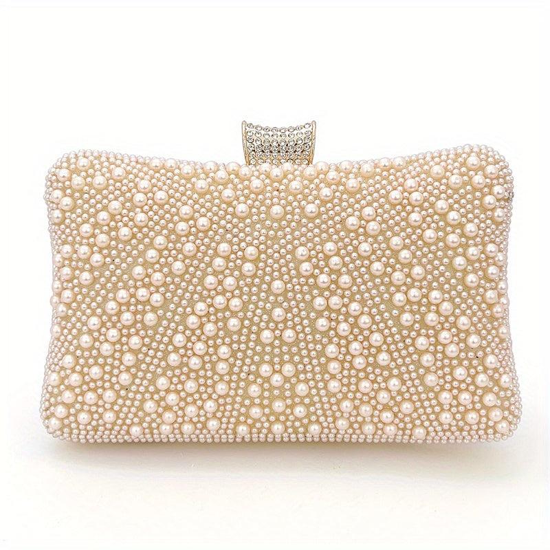 Pearl Decor Evening Clutch Banquet Handbag for Wedding Party Prom