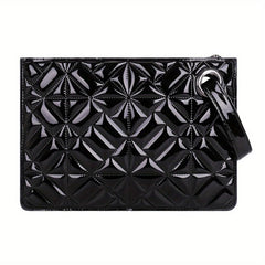 Geometric Quilted Clutch Bag Zipper Purse