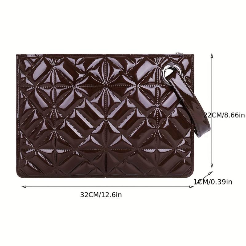 Geometric Quilted Clutch Bag Zipper Purse