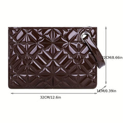 Geometric Quilted Clutch Bag Zipper Purse