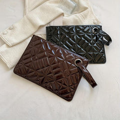 Geometric Quilted Clutch Bag Zipper Purse