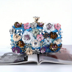 Sequin Flower Evening Bag Dinner Clutch Purse For Wedding Party Prom
