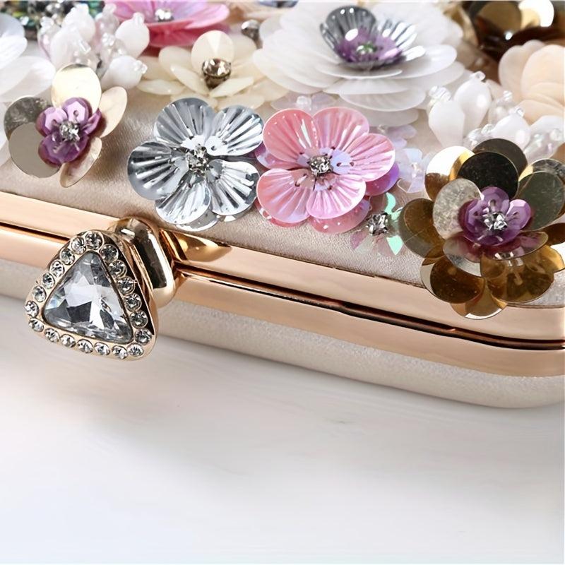 Sequin Flower Evening Bag Dinner Clutch Purse For Wedding Party Prom