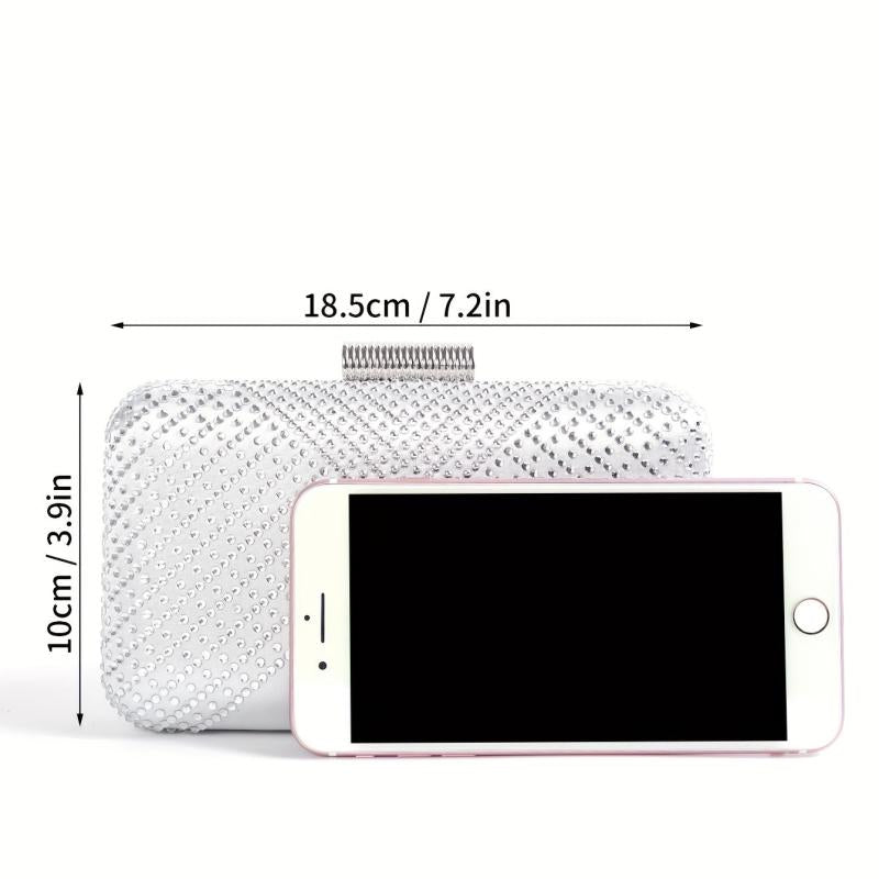 Rhinestone Evening Bag Box Clutch Chain Handbag