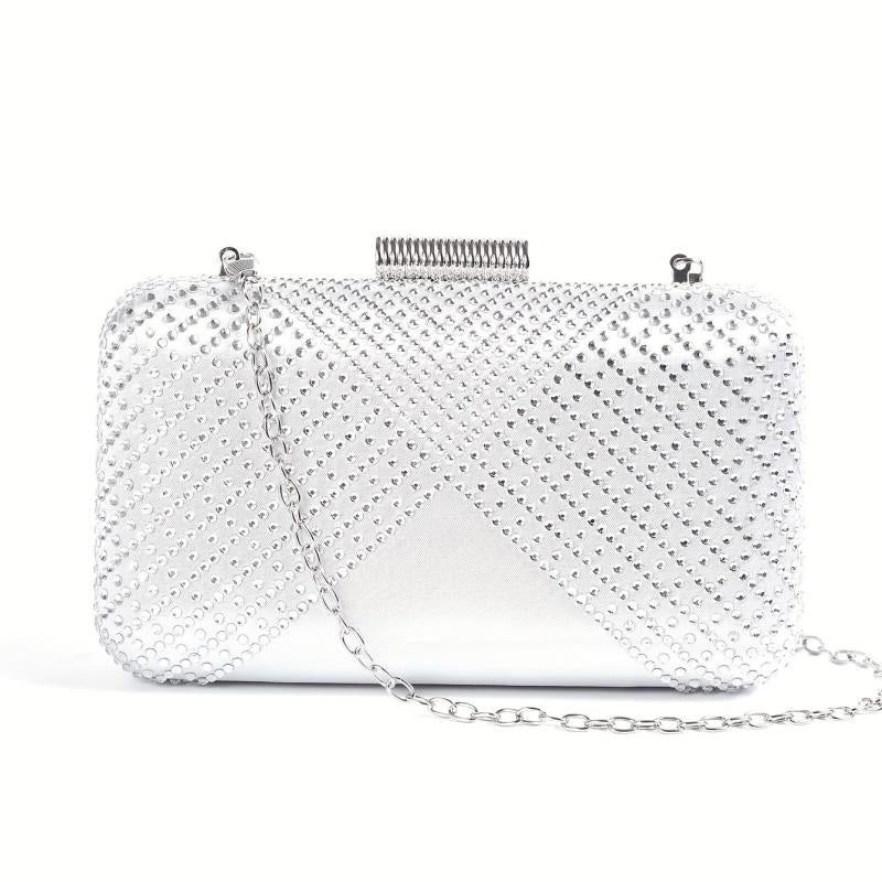 Rhinestone Evening Bag Box Clutch Chain Handbag