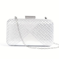 Rhinestone Evening Bag Box Clutch Chain Handbag