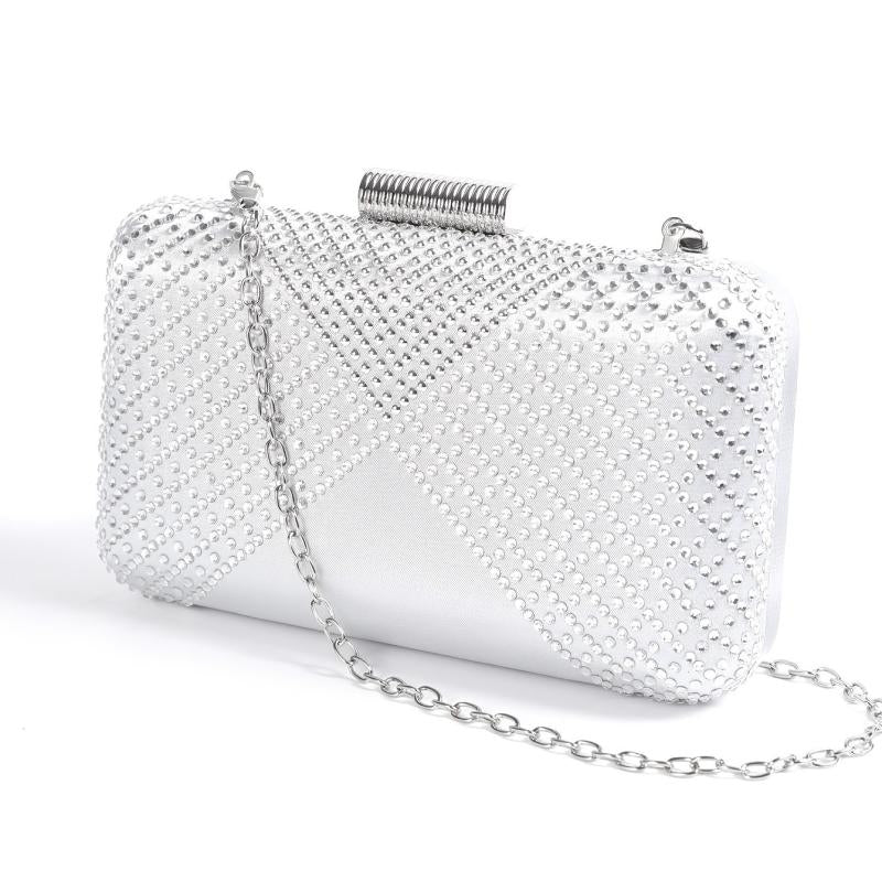 Rhinestone Evening Bag Box Clutch Chain Handbag