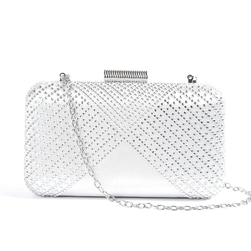 Rhinestone Evening Bag Box Clutch Chain Handbag