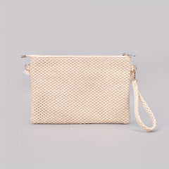 Straw Woven Envelope Clutch Beach Wrist Bag Rattan Purse Travel