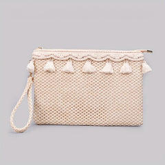 Straw Woven Envelope Clutch Beach Wrist Bag Rattan Purse Travel