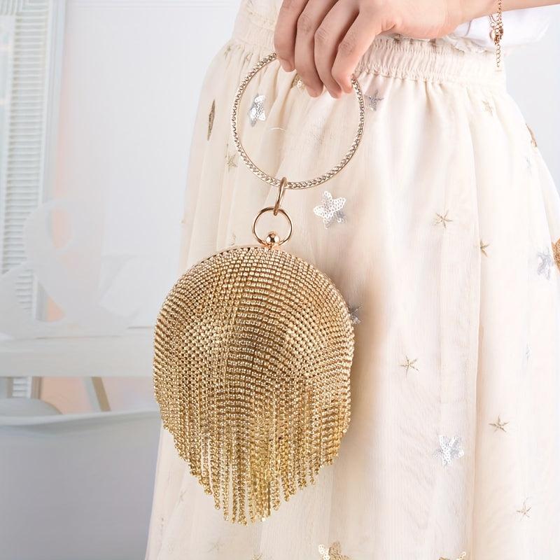 Rhinestone Round Evening Clutch Glitter Handbag For Wedding Party