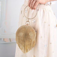 Rhinestone Round Evening Clutch Glitter Handbag For Wedding Party