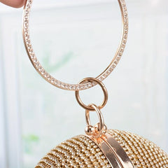 Rhinestone Round Evening Clutch Glitter Handbag For Wedding Party