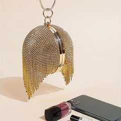 Rhinestone Round Evening Clutch Glitter Handbag For Wedding Party