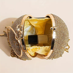 Rhinestone Round Evening Clutch Glitter Handbag For Wedding Party